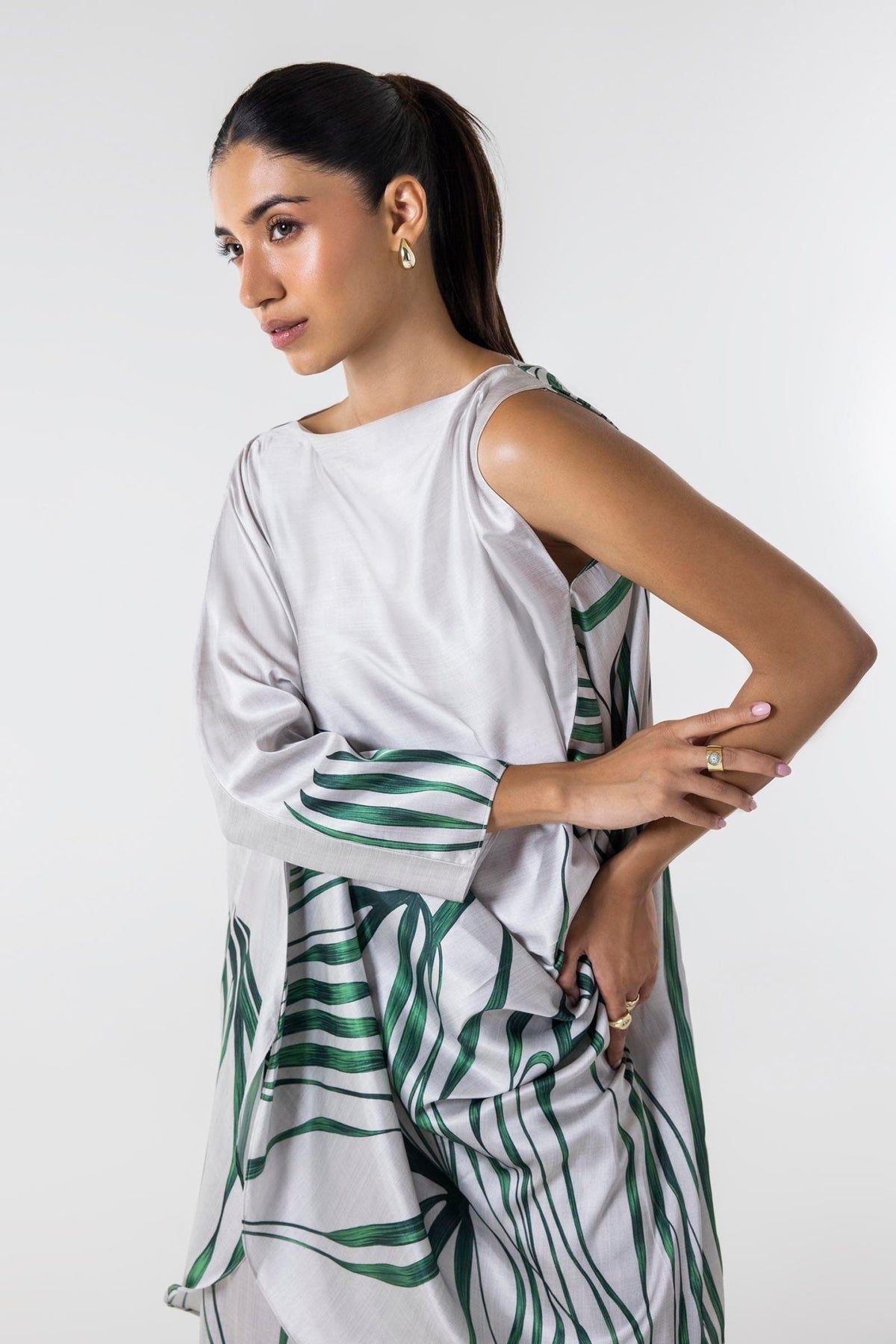 Sana Safinaz | Silk Tunics | SS24STP148P2T-Brand:Sana Safinaz-Type:Ladies Clothes-Multicolor-Poly Satin-House of Maryam- Buy in UK, USA