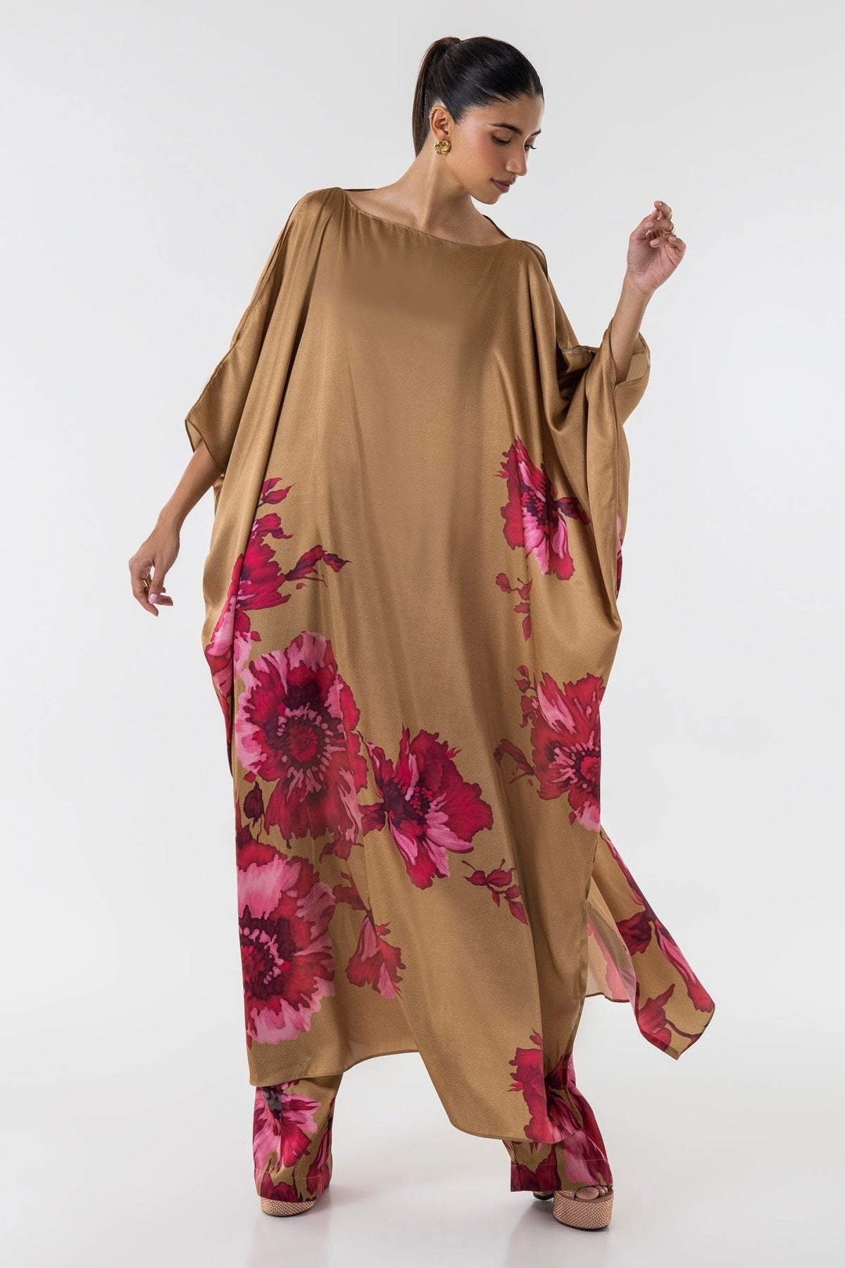 Sana Safinaz | Silk Tunics | SS24STP149P2T-Brand:Sana Safinaz-Type:Ladies Clothes-Multicolor-Poly Satin-House of Maryam- Buy in UK, USA