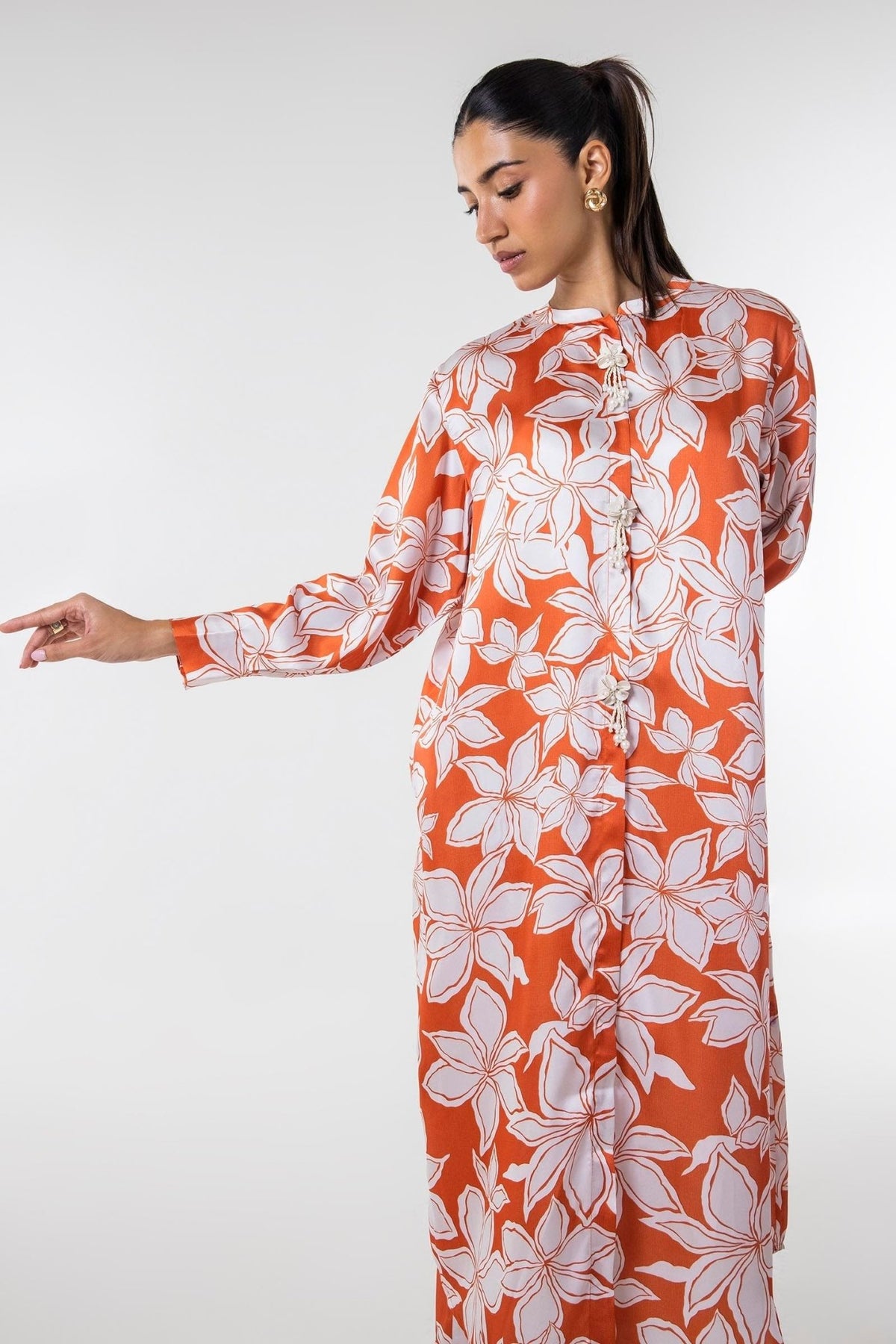Sana Safinaz | Silk Tunics | SS24STP151P2T-Brand:Sana Safinaz-Type:Ladies Clothes-Multicolor-Poly Satin-House of Maryam- Buy in UK, USA