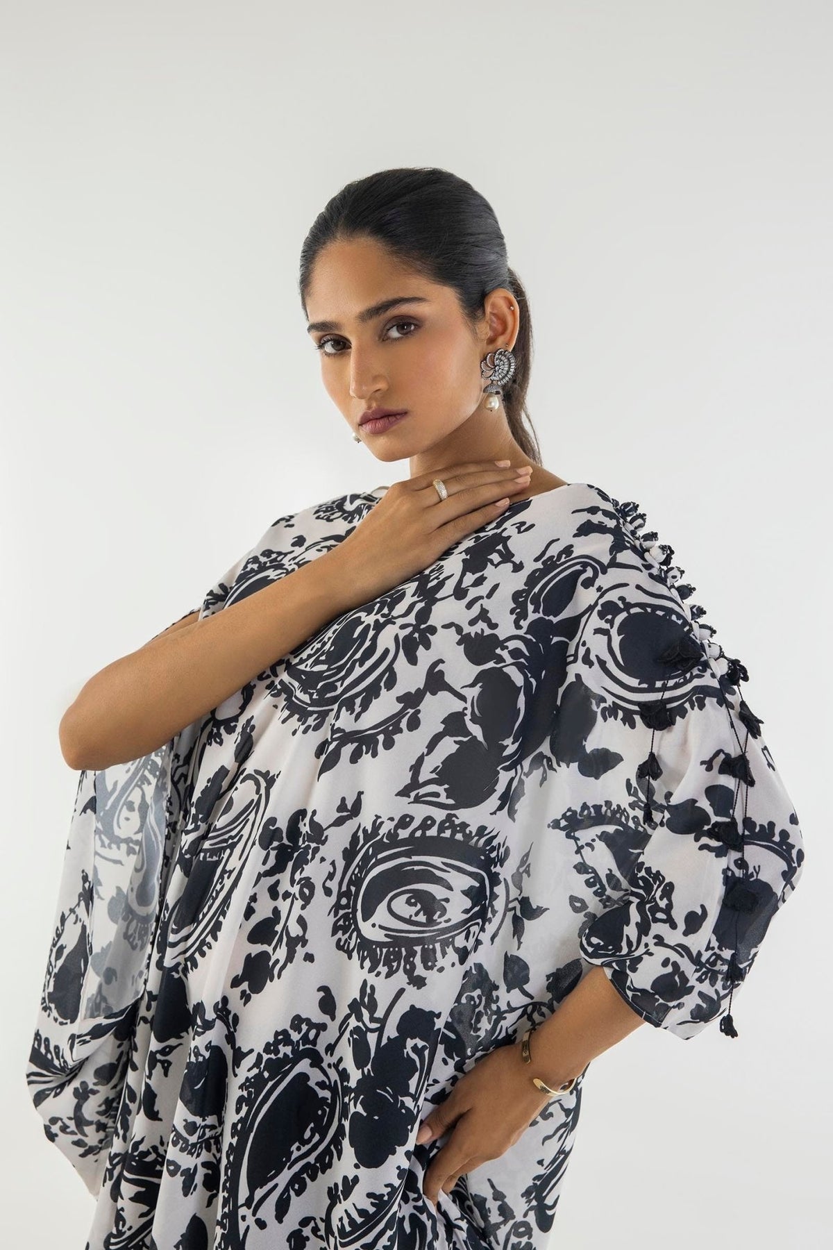 Sana Safinaz | Silk Tunics | SS24STP157-Brand:Sana Safinaz-Type:Ladies Clothes-Multicolor-Poly Satin-House of Maryam- Buy in UK, USA