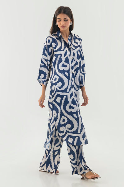 Sana Safinaz | Silk Tunics | SS24STP166P2T-Brand:Sana Safinaz-Type:Ladies Clothes-Multicolor-Poly Satin-House of Maryam- Buy in UK, USA