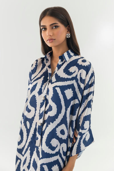 Sana Safinaz | Silk Tunics | SS24STP166P2T-Brand:Sana Safinaz-Type:Ladies Clothes-Multicolor-Poly Satin-House of Maryam- Buy in UK, USA