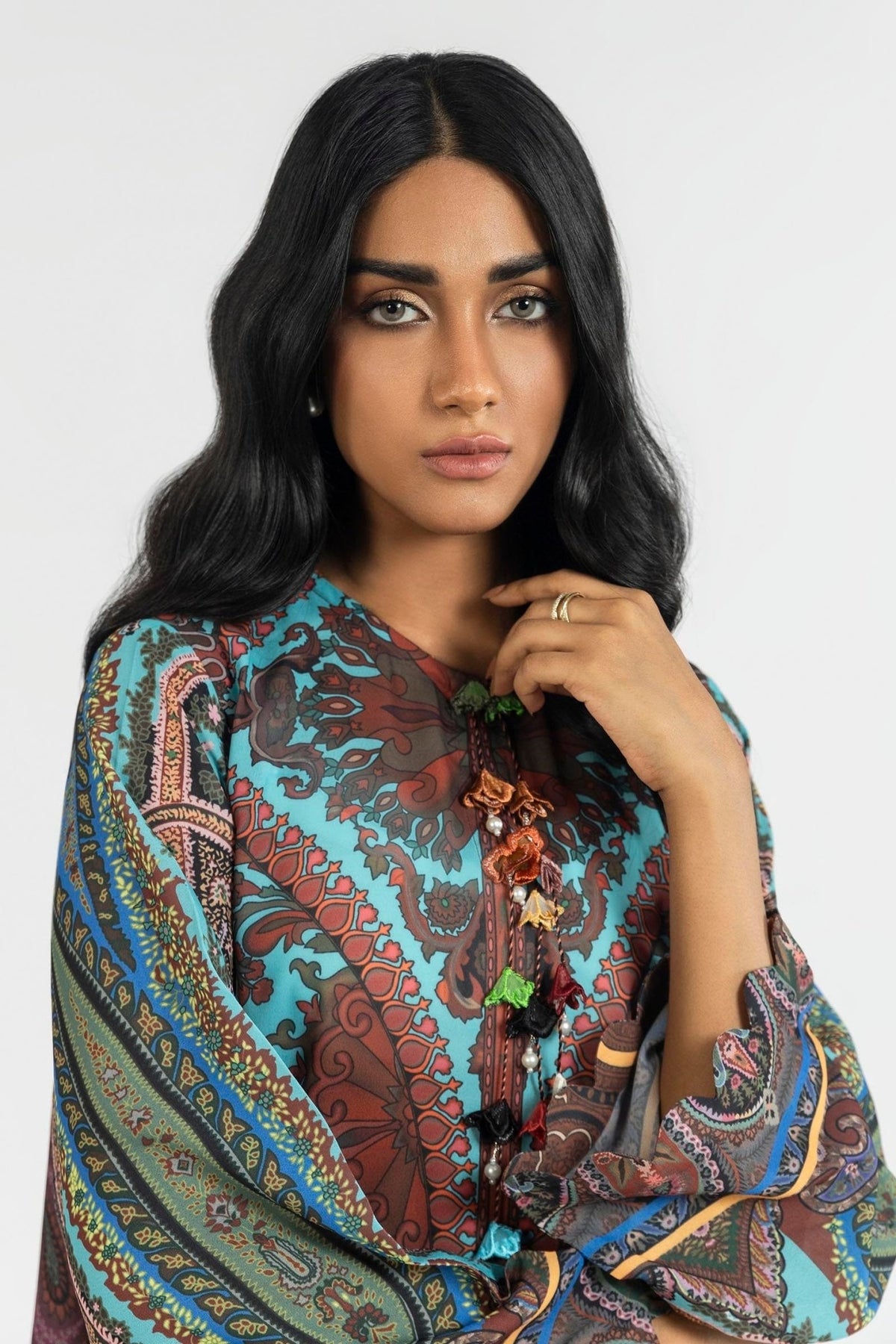 Sana Safinaz | Silk Tunics | SS24STP173-Brand:Sana Safinaz-Type:Ladies Clothes-Multicolor-Crepe-House of Maryam- Buy in UK, USA