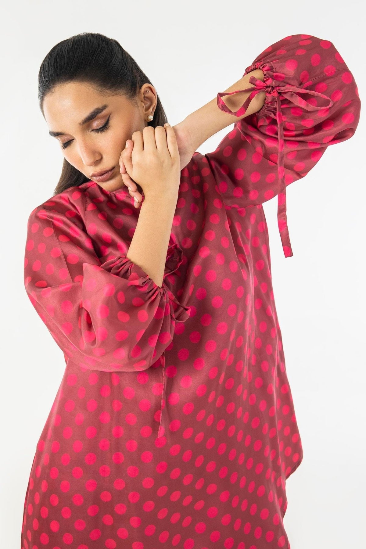Sana Safinaz | Silk Tunics | SS24STP174P2T-Brand:Sana Safinaz-Type:Ladies Clothes-Multicolor-Poly Satin-House of Maryam- Buy in UK, USA