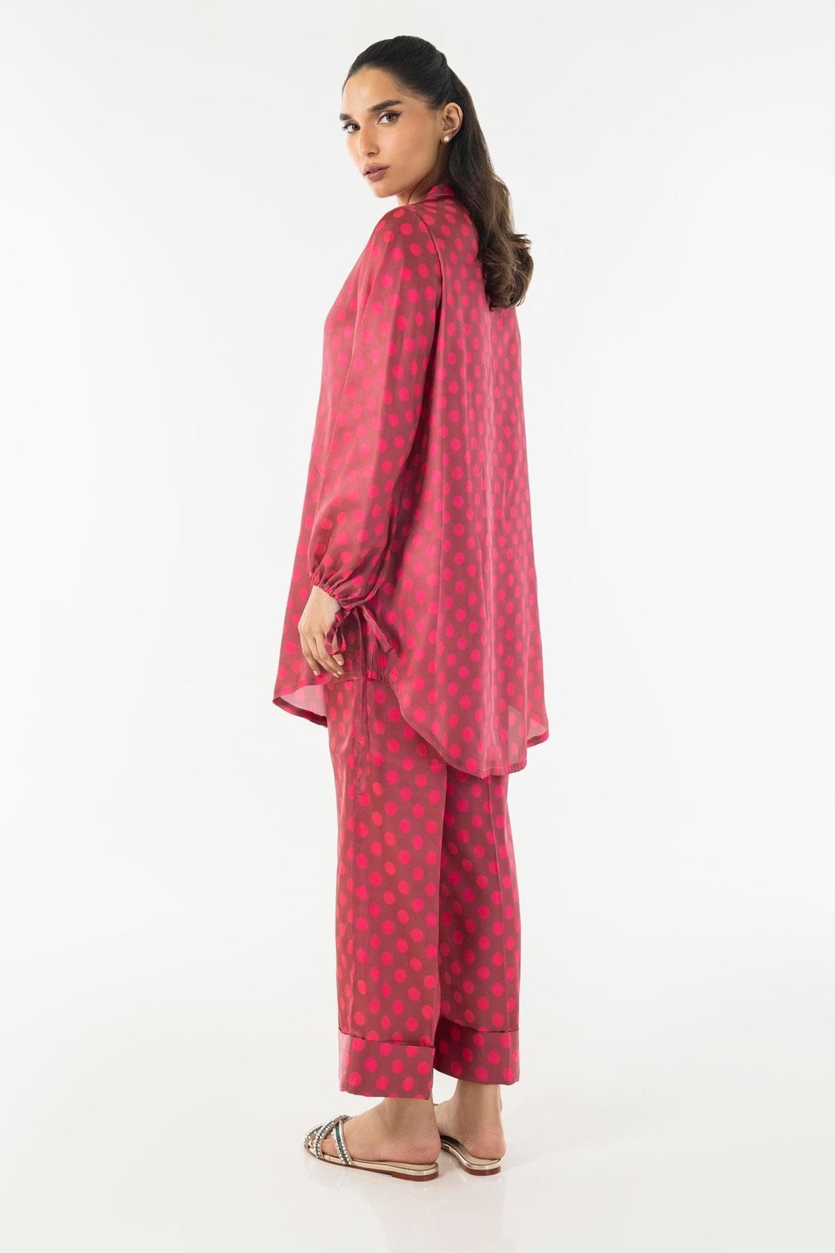 Sana Safinaz | Silk Tunics | SS24STP174P2T-Brand:Sana Safinaz-Type:Ladies Clothes-Multicolor-Poly Satin-House of Maryam- Buy in UK, USA