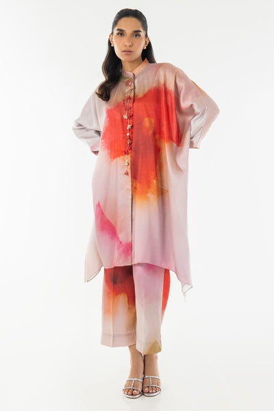 Sana Safinaz | Silk Tunics | SS24STP178P2T-Brand:Sana Safinaz-Type:Ladies Clothes-Multicolor-Poly Satin-House of Maryam- Buy in UK, USA