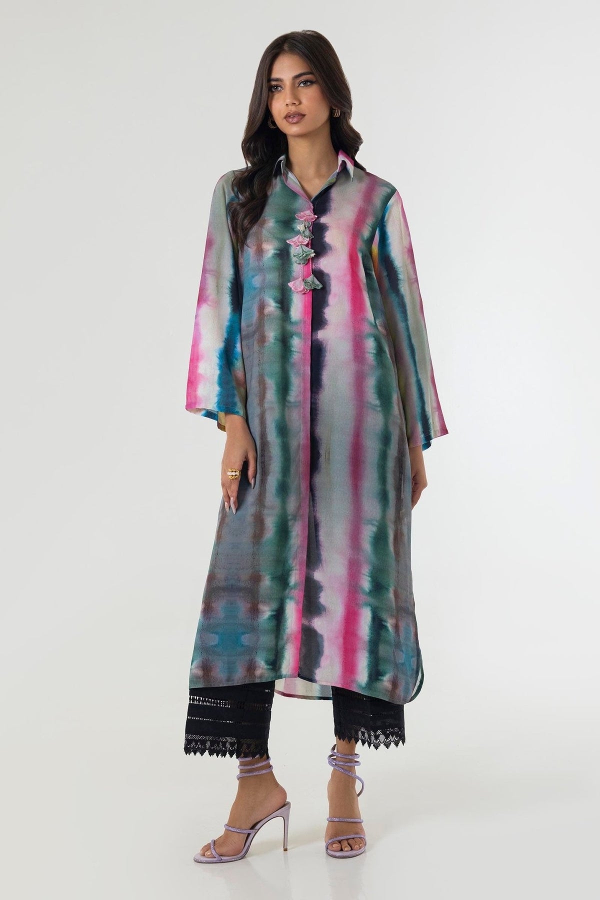 Sana Safinaz | Silk Tunics | SS24STP179-Brand:Sana Safinaz-Type:Ladies Clothes-Multicolor-Poly Satin-House of Maryam- Buy in UK, USA