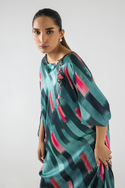 Sana Safinaz | Silk Tunics | SS24STP180-Brand:Sana Safinaz-Type:Ladies Clothes-Multicolor-Poly Satin-House of Maryam- Buy in UK, USA