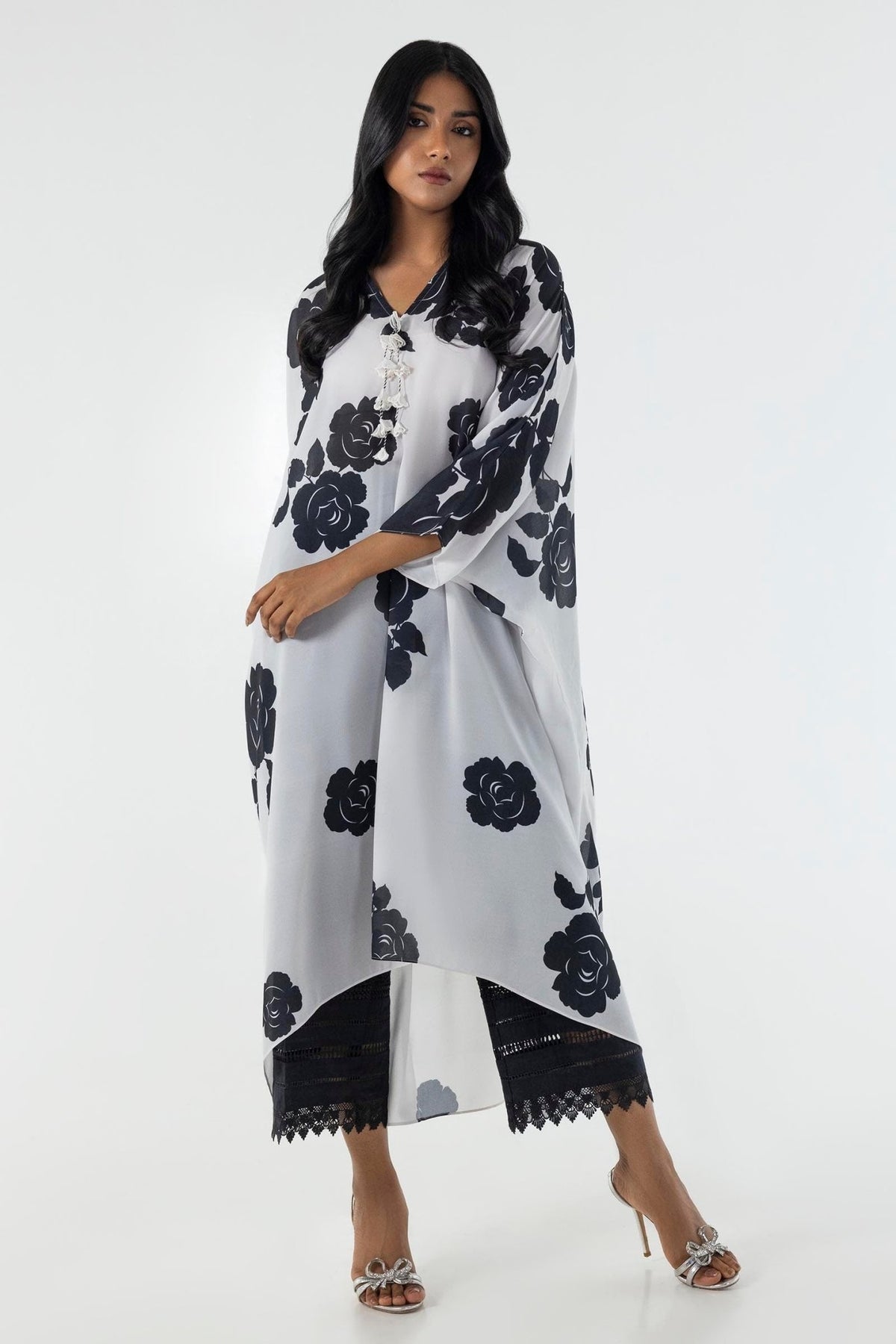 Sana Safinaz | Silk Tunics | SX24STP187-Brand:Sana Safinaz-Type:Ladies Clothes-Multicolor-Poly Satin-House of Maryam- Buy in UK, USA