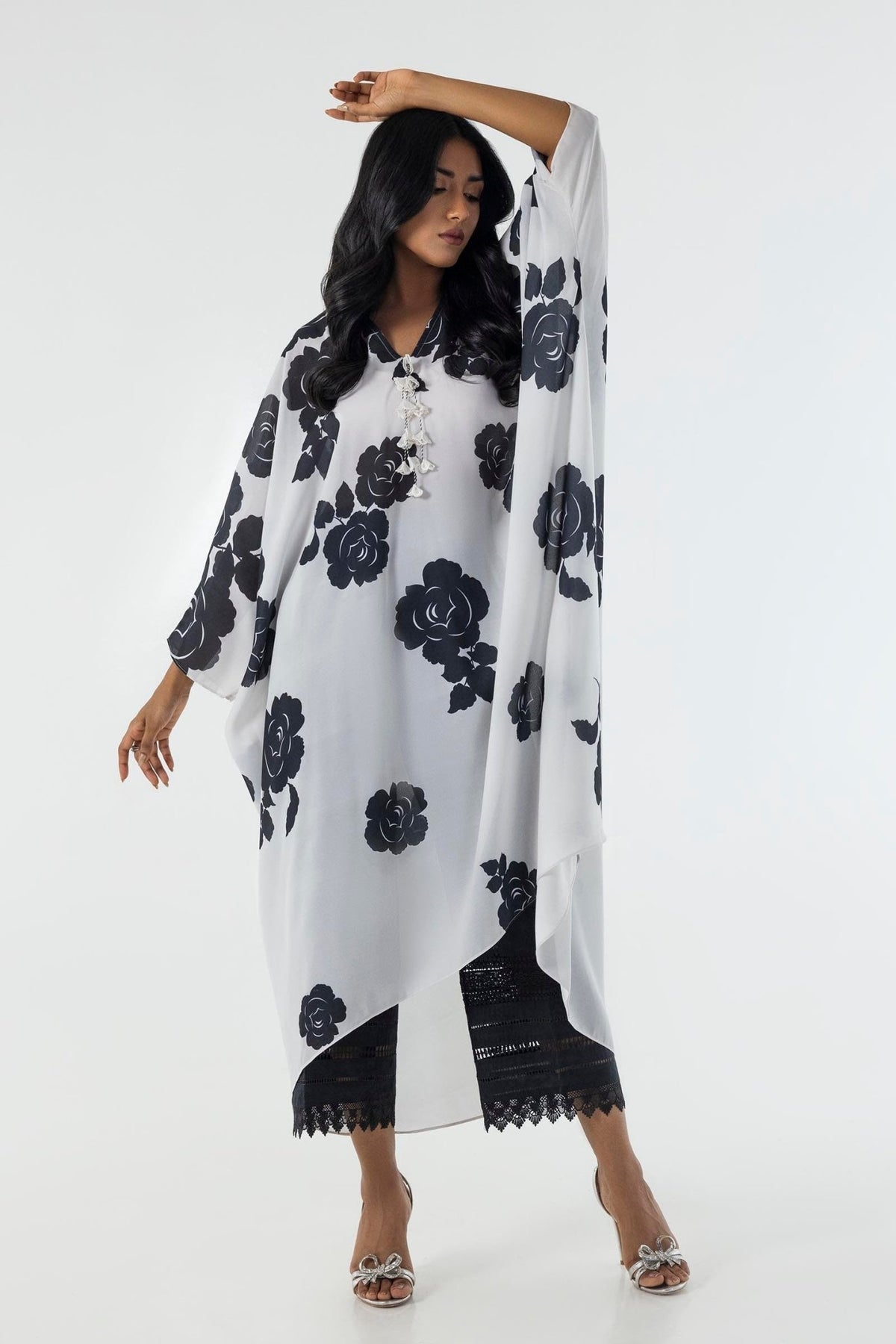 Sana Safinaz | Silk Tunics | SX24STP187-Brand:Sana Safinaz-Type:Ladies Clothes-Multicolor-Poly Satin-House of Maryam- Buy in UK, USA