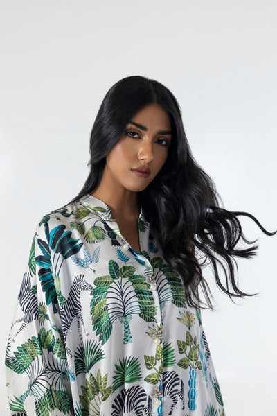 Sana Safinaz | Silk Tunics | SX24STP190P2T-Brand:Sana Safinaz-Type:Ladies Clothes-Multicolor-Poly Satin-House of Maryam- Buy in UK, USA