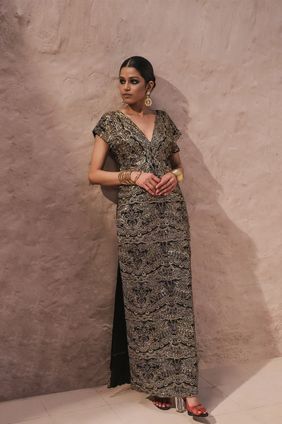 Erum Khan | Shab Siyah 23 | Seraab -  Erum Khan Formal - Original Designer Dress - House of Maryam