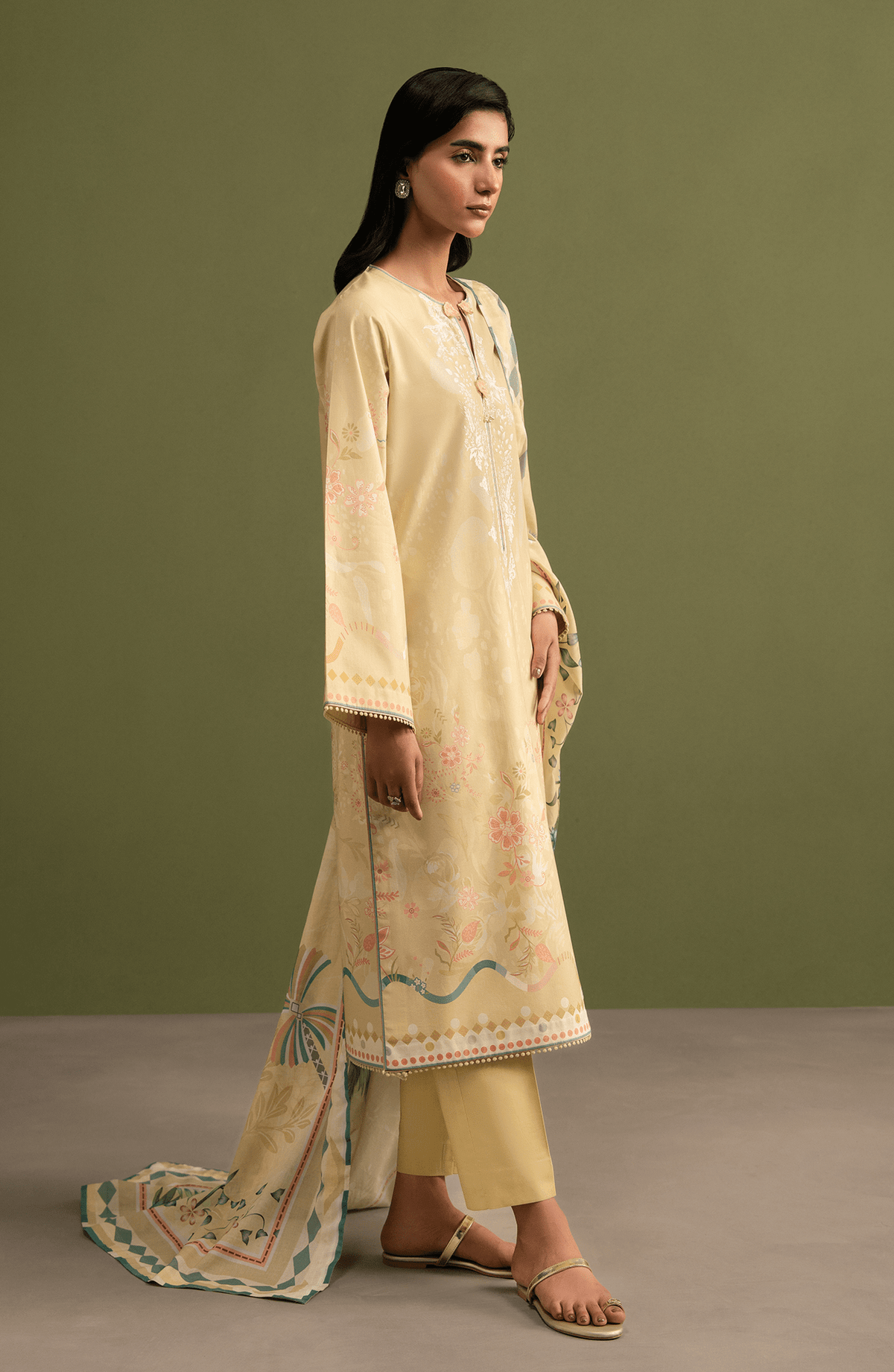 Seran | Essentials Casual | Alira-Brand:Seran-Type:Ladies Clothes-Dust Yellow-Lawn-House of Maryam- Buy in UK, USA