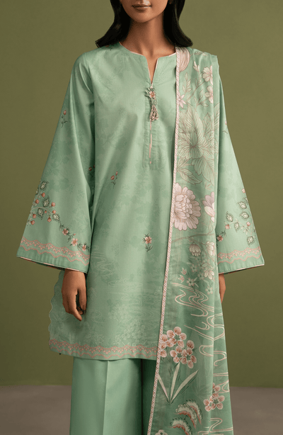 Seran | Essentials Casual |Sorell-Brand:Seran-Type:Ladies Clothes-Sage Green-Lawn-House of Maryam- Buy in UK, USA
