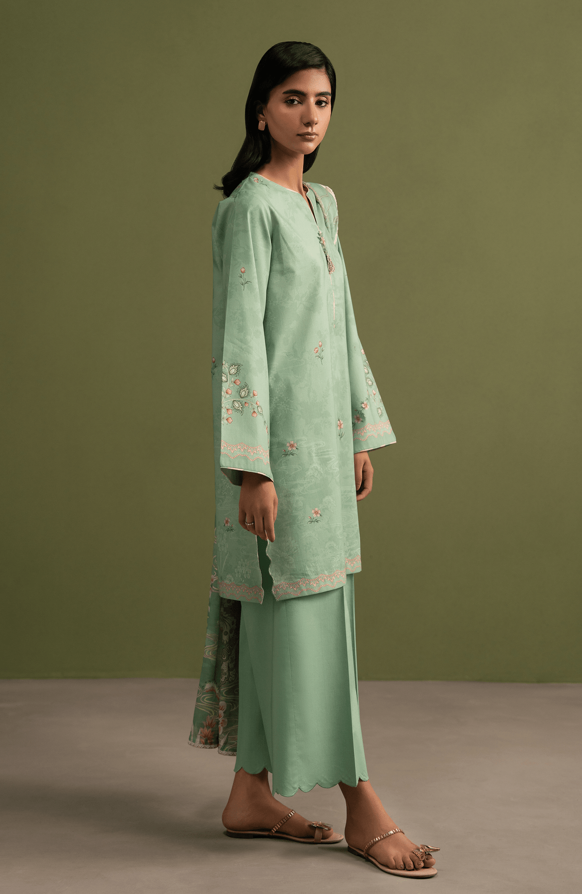Seran | Essentials Casual |Sorell-Brand:Seran-Type:Ladies Clothes-Sage Green-Lawn-House of Maryam- Buy in UK, USA