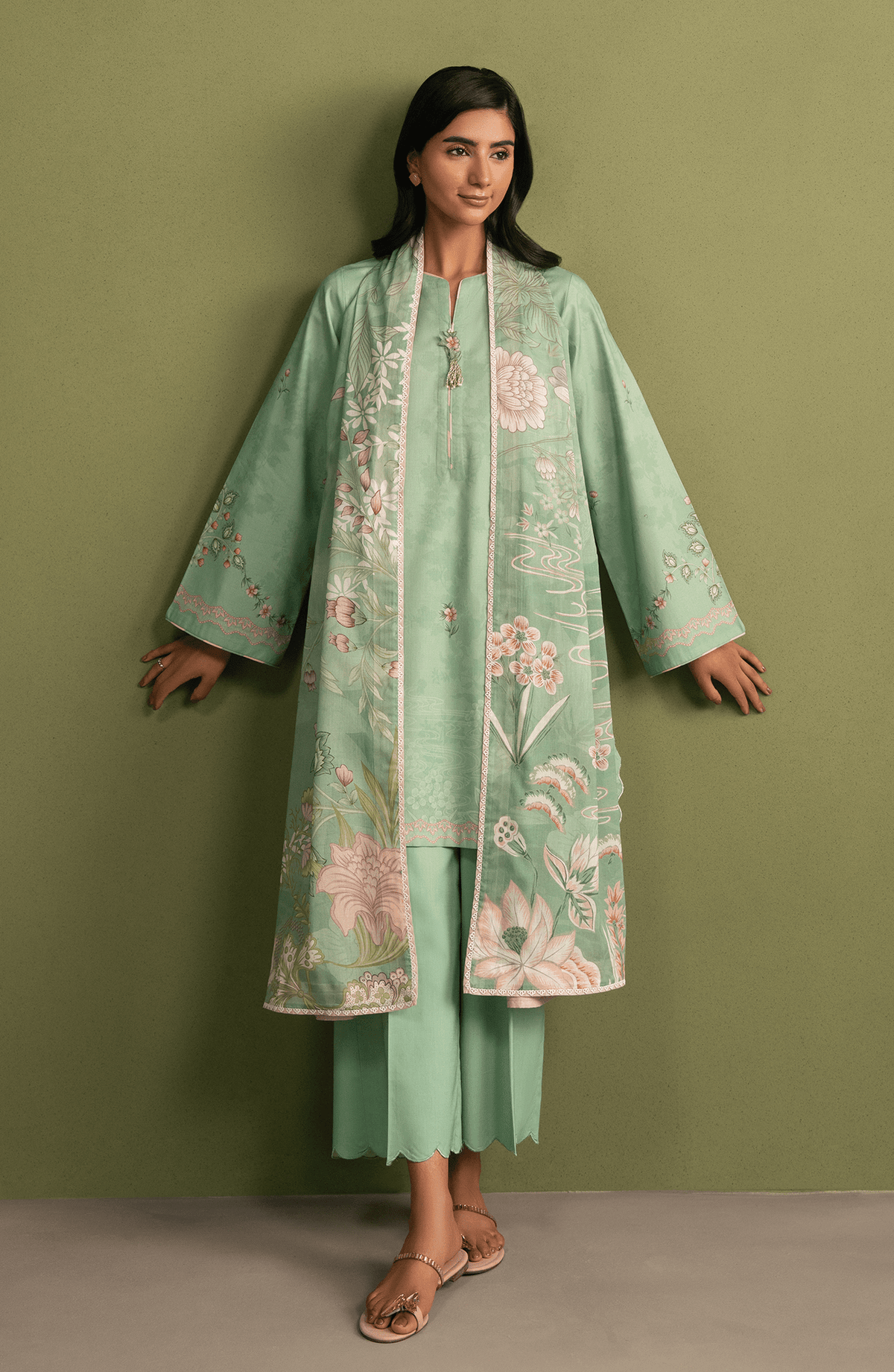Seran | Essentials Casual |Sorell-Brand:Seran-Type:Ladies Clothes-Sage Green-Lawn-House of Maryam- Buy in UK, USA