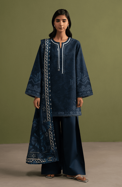 Seran | Essentials Casual | Zayel-Brand:Seran-Type:Ladies Clothes-Navy Blue-Lawn-House of Maryam- Buy in UK, USA