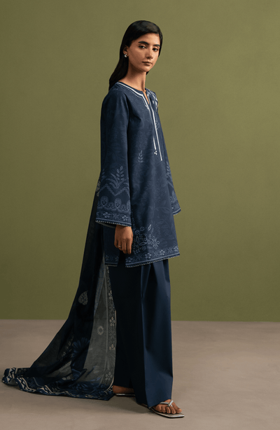 Seran | Essentials Casual | Zayel-Brand:Seran-Type:Ladies Clothes-Navy Blue-Lawn-House of Maryam- Buy in UK, USA