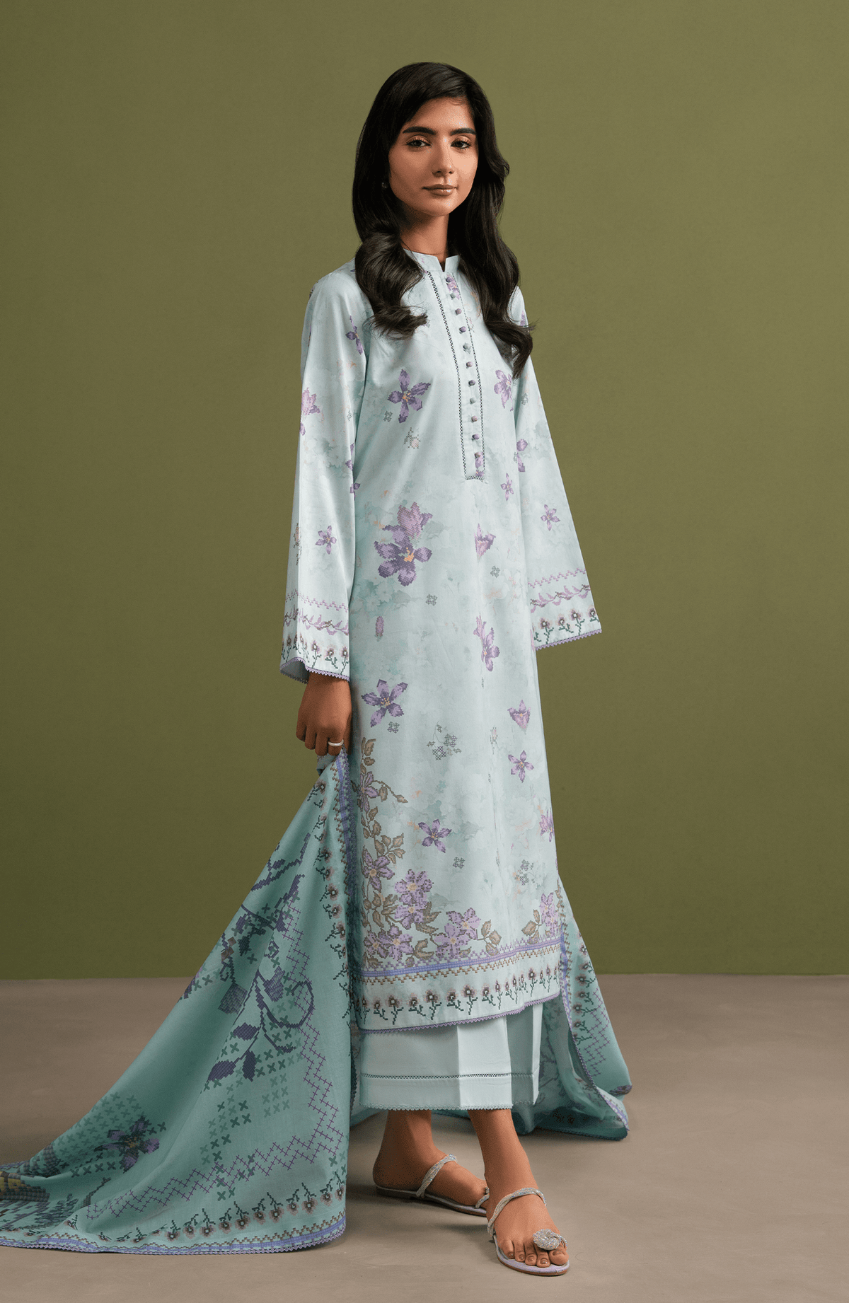 Seran | Essentials Casual | Zerin-Brand:Seran-Type:Ladies Clothes-Sky Blue-Lawn-House of Maryam- Buy in UK, USA