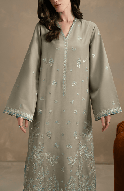 Seran | Lumiere RTW Eid 26 | Dune-Brand:Seran-Type:Ladies Clothes-Spanish Green-Raw Silk-House of Maryam- Buy in UK, USA