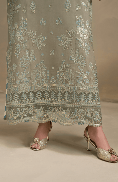 Seran | Lumiere RTW Eid 26 | Dune-Brand:Seran-Type:Ladies Clothes-Spanish Green-Raw Silk-House of Maryam- Buy in UK, USA