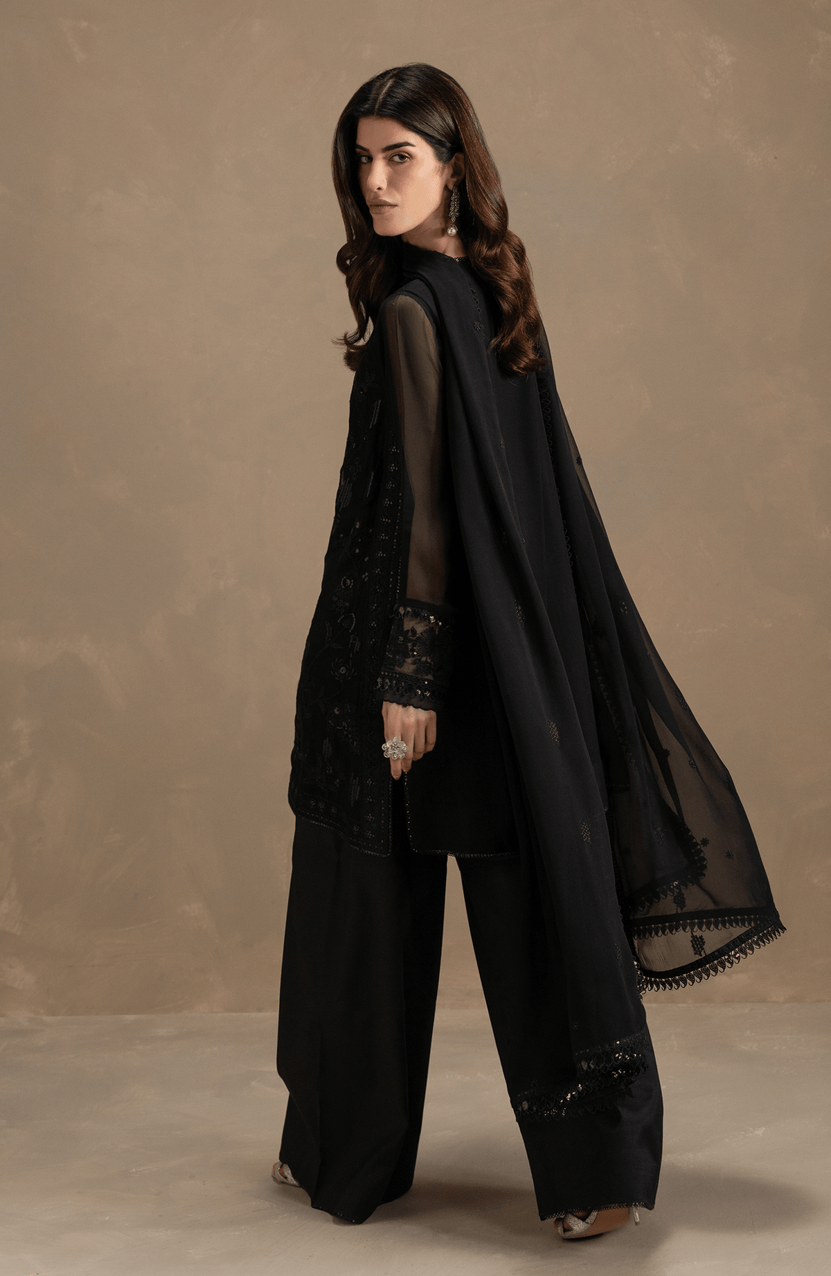 Seran | Lumiere RTW Eid 26 | Eben-Brand:Seran-Type:Ladies Clothes-Black-Chiffon-House of Maryam- Buy in UK, USA