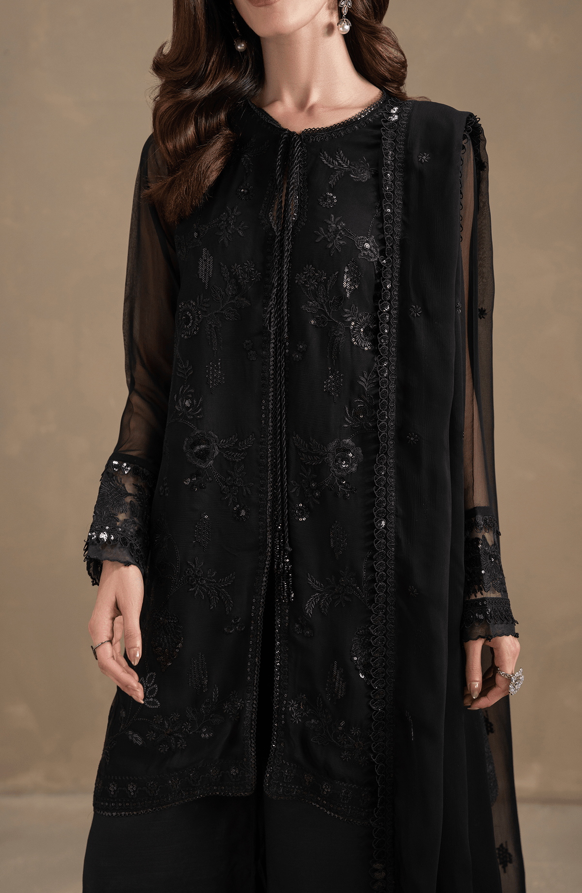 Seran | Lumiere RTW Eid 26 | Eben-Brand:Seran-Type:Ladies Clothes-Black-Chiffon-House of Maryam- Buy in UK, USA