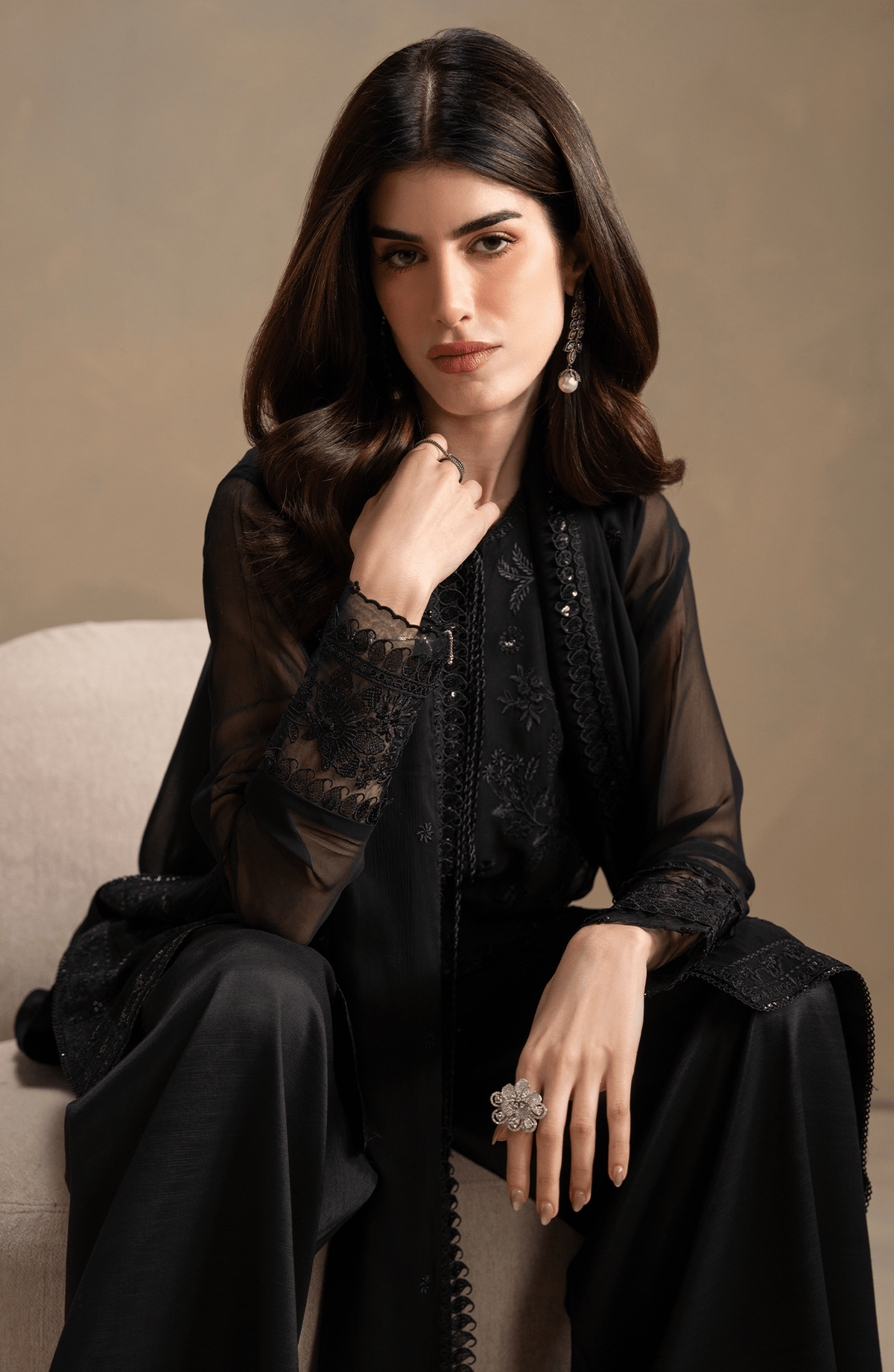 Seran | Lumiere RTW Eid 26 | Eben-Brand:Seran-Type:Ladies Clothes-Black-Chiffon-House of Maryam- Buy in UK, USA