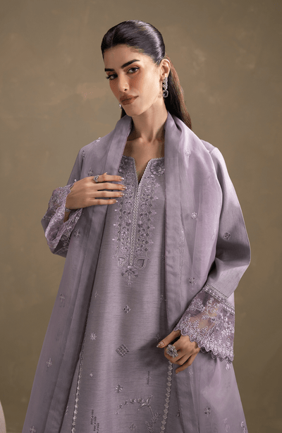 Seran | Lumiere RTW Eid 26 | Lila-Brand:Seran-Type:Ladies Clothes-Lilac Gray-Raw Silk-House of Maryam- Buy in UK, USA