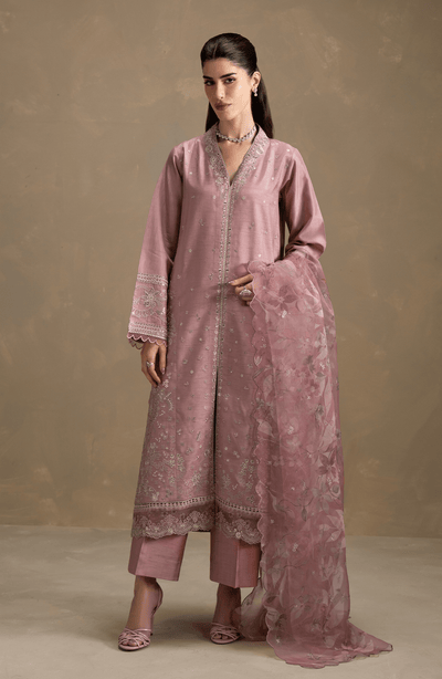 Seran | Lumiere RTW Eid 26 | Rosalie-Brand:Seran-Type:Ladies Clothes-Dusty Rose-Raw Silk-House of Maryam- Buy in UK, USA