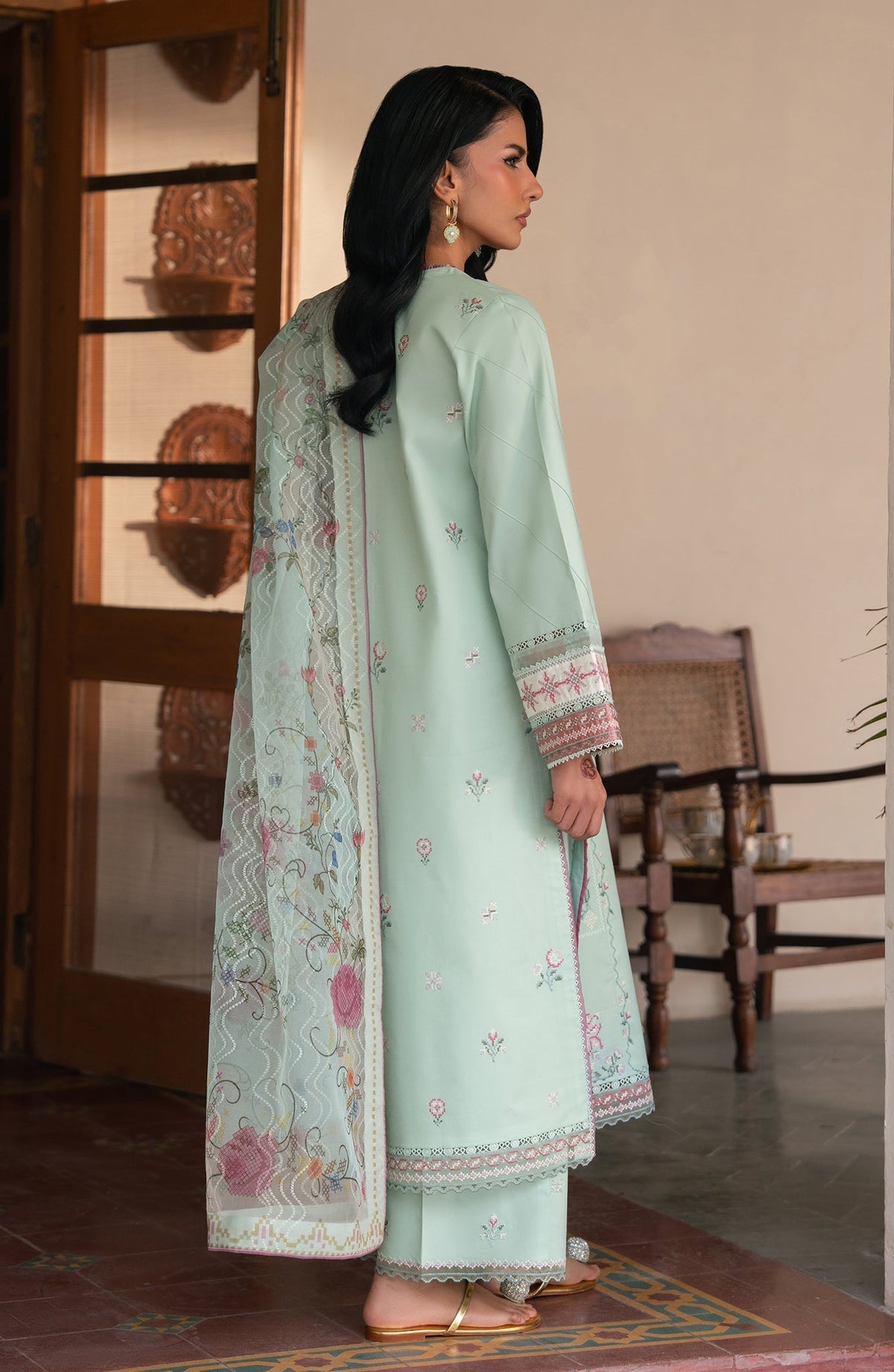 Seran | Luxury Lawn | Abeer-Brand:Seran-Type:Ladies Clothes-Pale Mint Green-Lawn-House of Maryam- Buy in UK, USA