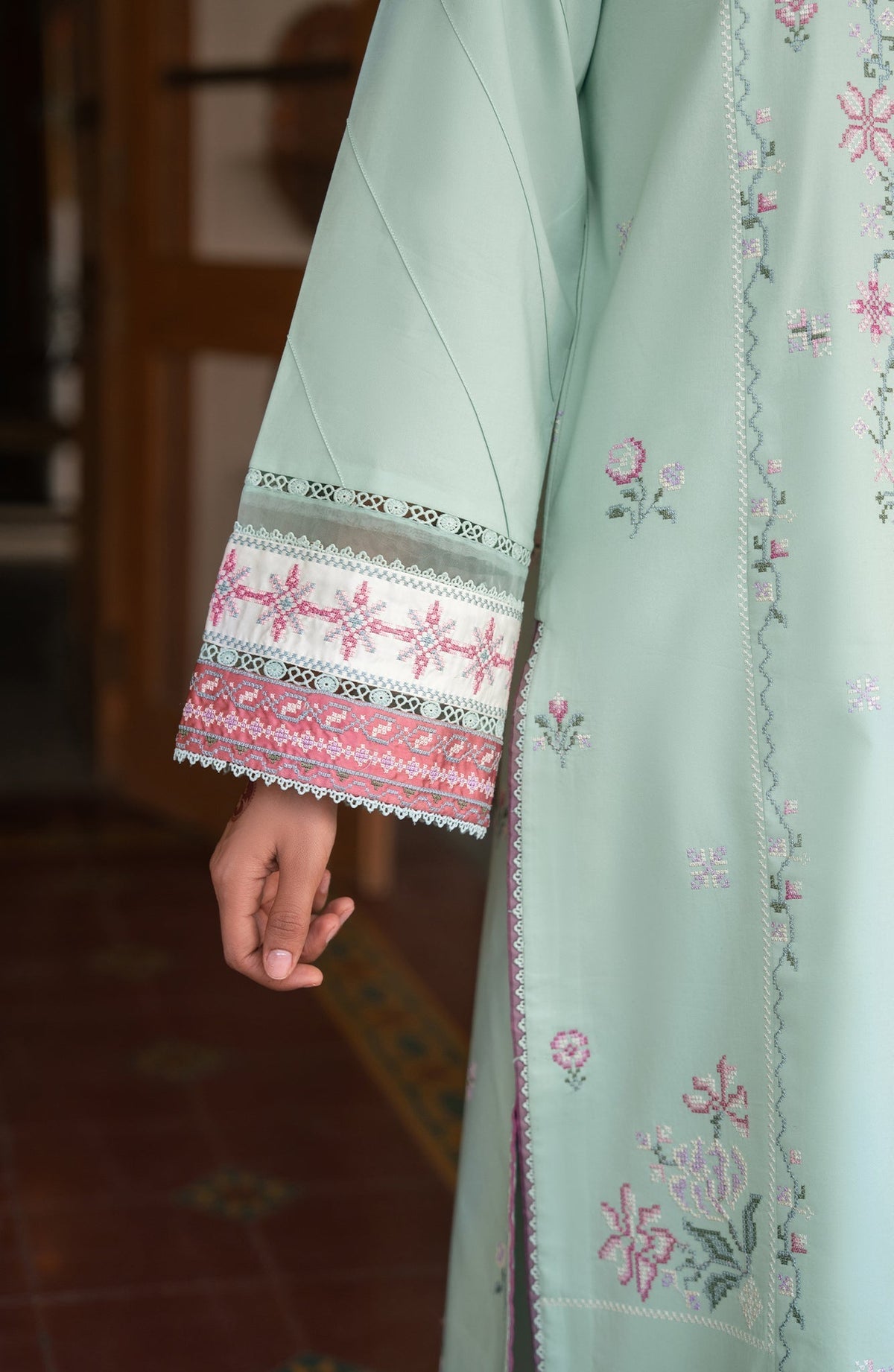 Seran | Luxury Lawn | Abeer-Brand:Seran-Type:Ladies Clothes-Pale Mint Green-Lawn-House of Maryam- Buy in UK, USA