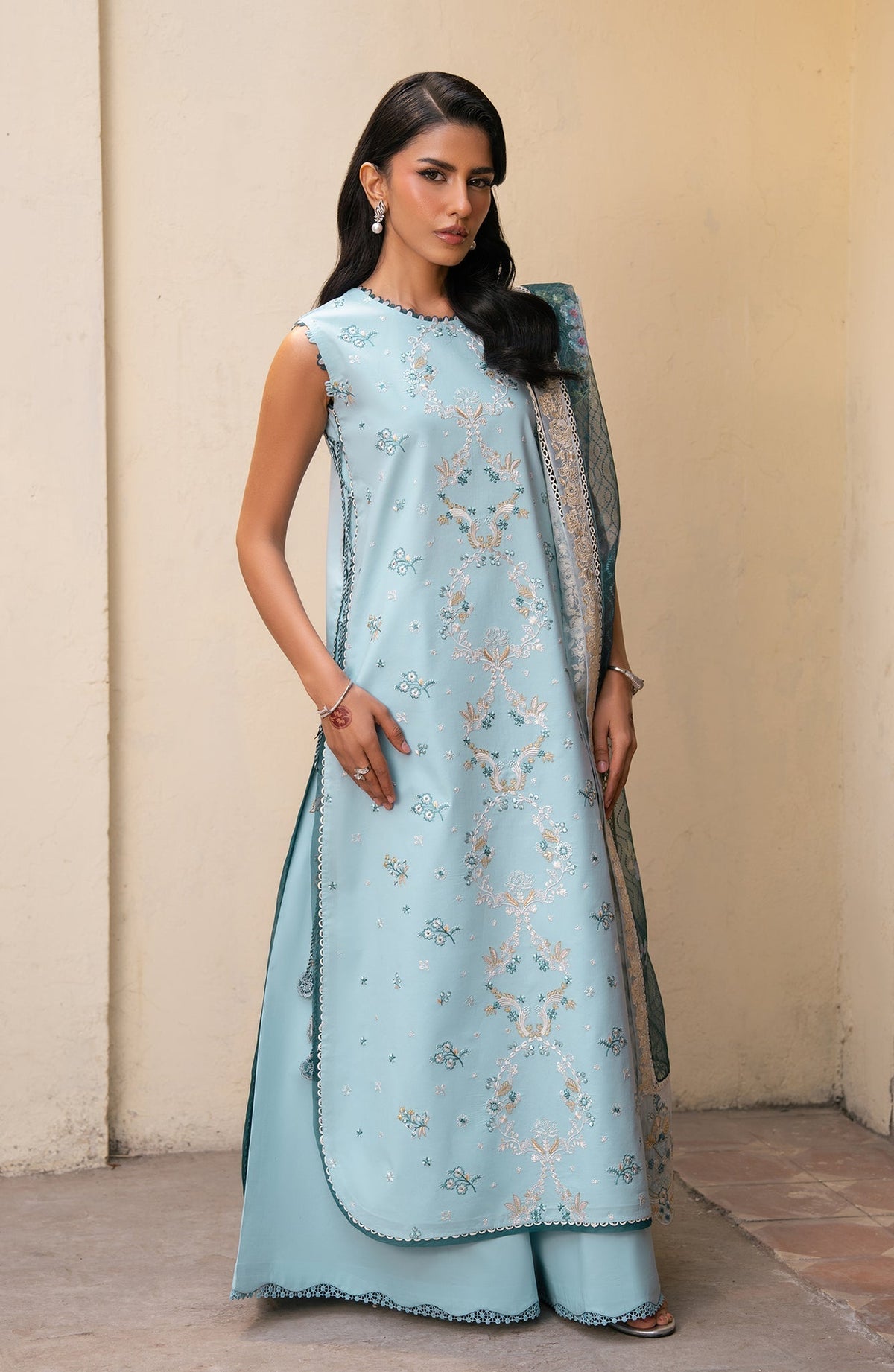 Seran | Luxury Lawn | Inaya-Brand:Seran-Type:Ladies Clothes-Light Blue-Lawn-House of Maryam- Buy in UK, USA