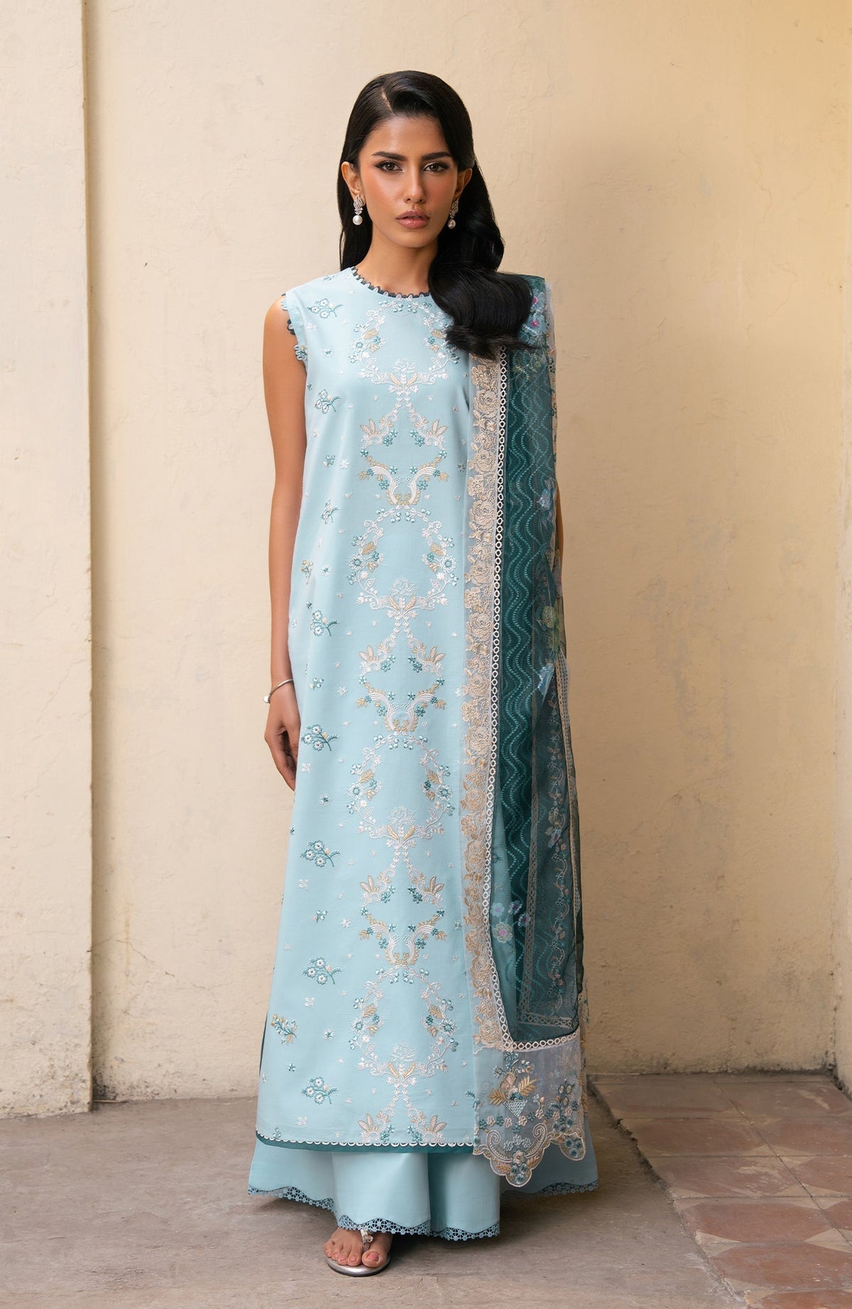 Seran | Luxury Lawn | Inaya-Brand:Seran-Type:Ladies Clothes-Light Blue-Lawn-House of Maryam- Buy in UK, USA