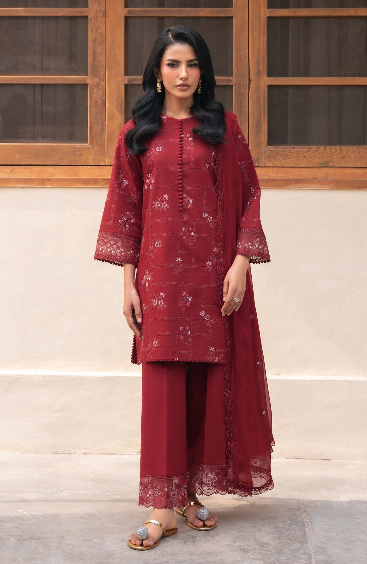Seran | Luxury Lawn |Leeha-Brand:Seran-Type:Ladies Clothes-Purplish Red-Lawn-House of Maryam- Buy in UK, USA