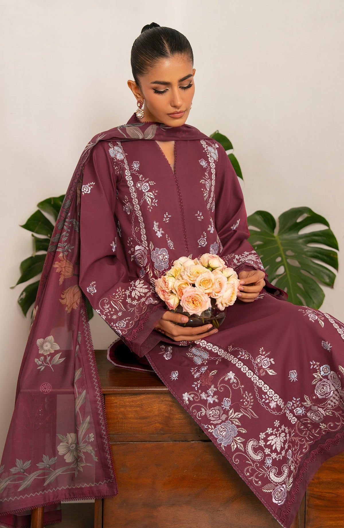 Seran | Luxury Lawn | Rehma-Brand:Seran-Type:Ladies Clothes-Berry-Lawn-House of Maryam- Buy in UK, USA