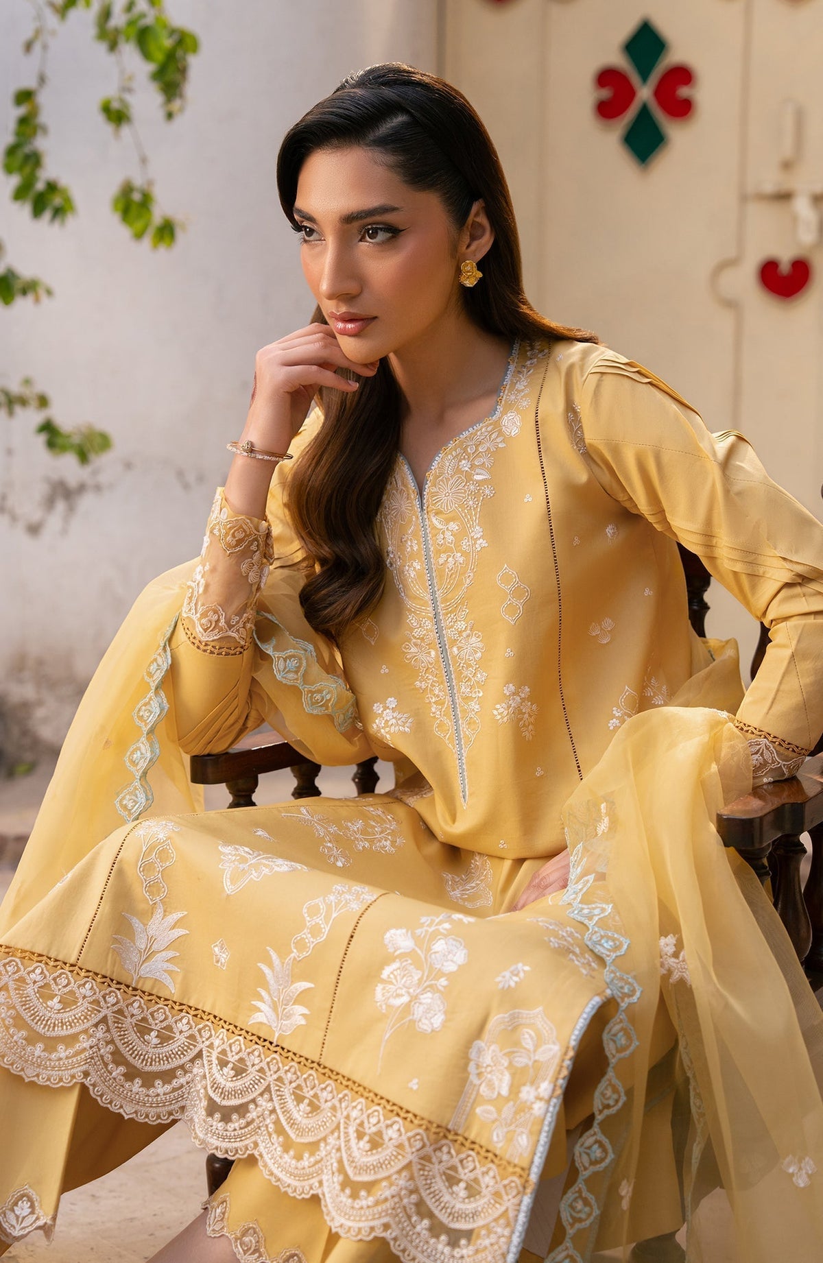 Seran | Luxury Lawn | Zira-Brand:Seran-Type:Ladies Clothes-Dust Yellow-Lawn-House of Maryam- Buy in UK, USA