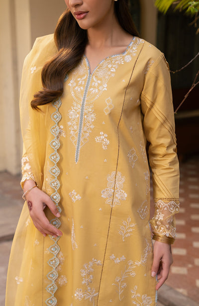 Seran | Luxury Lawn | Zira-Brand:Seran-Type:Ladies Clothes-Dust Yellow-Lawn-House of Maryam- Buy in UK, USA
