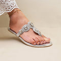 Selena Silver Slides by Designer House of Maryam - House of Maryam - Pakistani Designer Ethnic Wear in {{ shop.shopifyCountryName }}