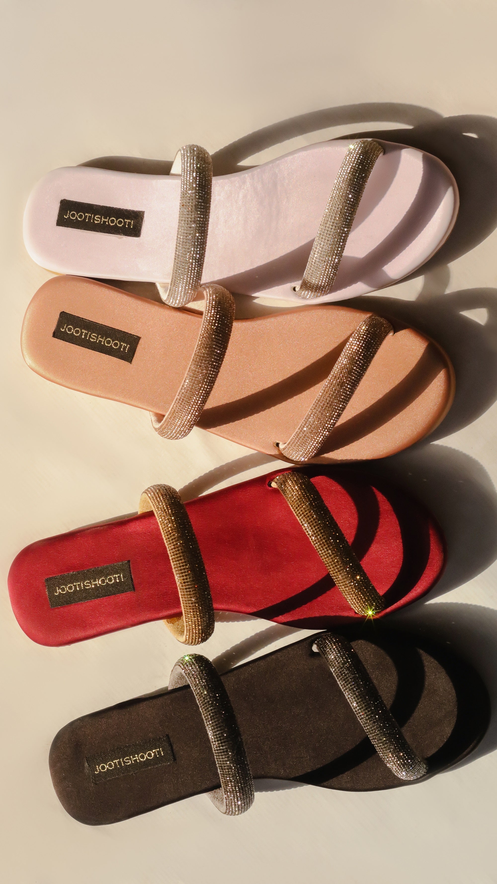 Smoky Two Strap Diamanté Slides by House of Maryam - House of Maryam