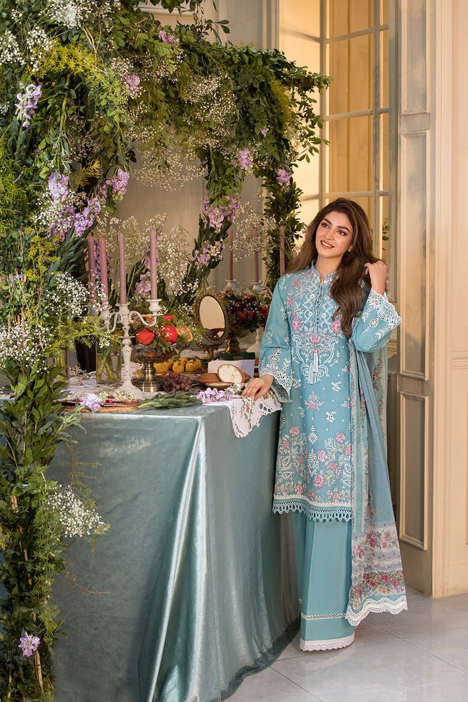 Sobia Nazir | Vital Lawn 25 | 3A-Brand:Sobia Nazir-Type:Ladies Clothes-Sky Blue-Lawn-House of Maryam- Buy in UK, USA
