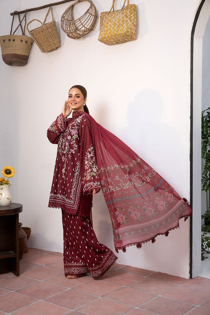 Sobia Nazir | Vital Lawn 25 | 5B-Brand:Sobia Nazir-Type:Ladies Clothes-Burgundy-Lawn-House of Maryam- Buy in UK, USA