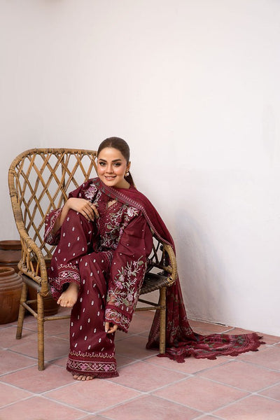 Sobia Nazir | Vital Lawn 25 | 5B-Brand:Sobia Nazir-Type:Ladies Clothes-Burgundy-Lawn-House of Maryam- Buy in UK, USA
