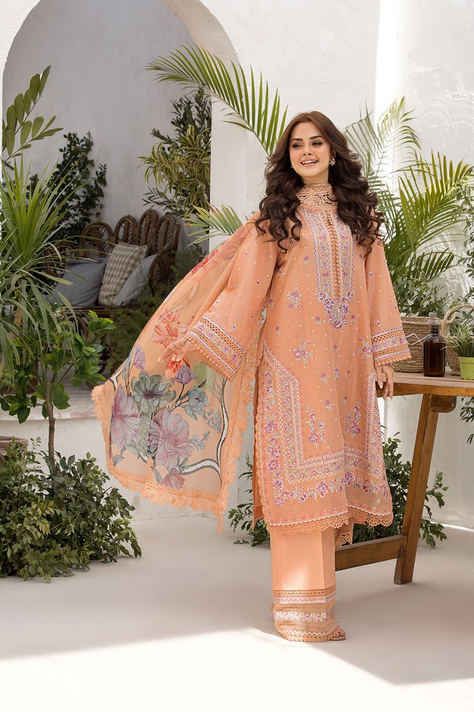 Sobia Nazir | Vital Lawn 25 | 7A-Brand:Sobia Nazir-Type:Ladies Clothes-Apricot Orange-Lawn-House of Maryam- Buy in UK, USA