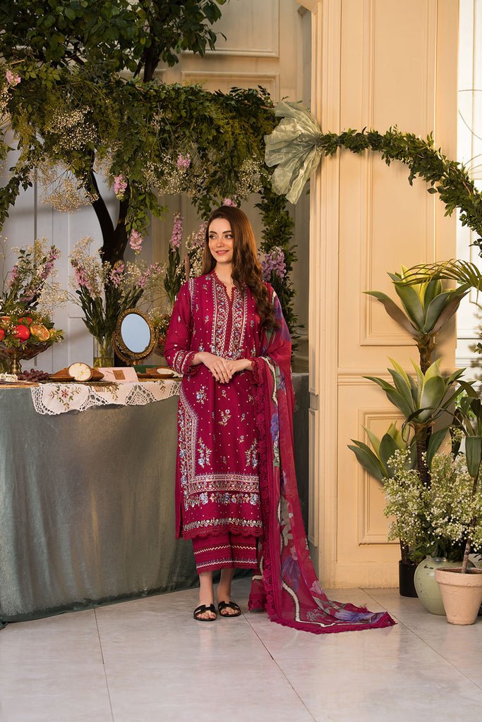 Sobia Nazir | Vital Lawn 25 | 7B-Brand:Sobia Nazir-Type:Ladies Clothes-Maroon-Lawn-House of Maryam- Buy in UK, USA
