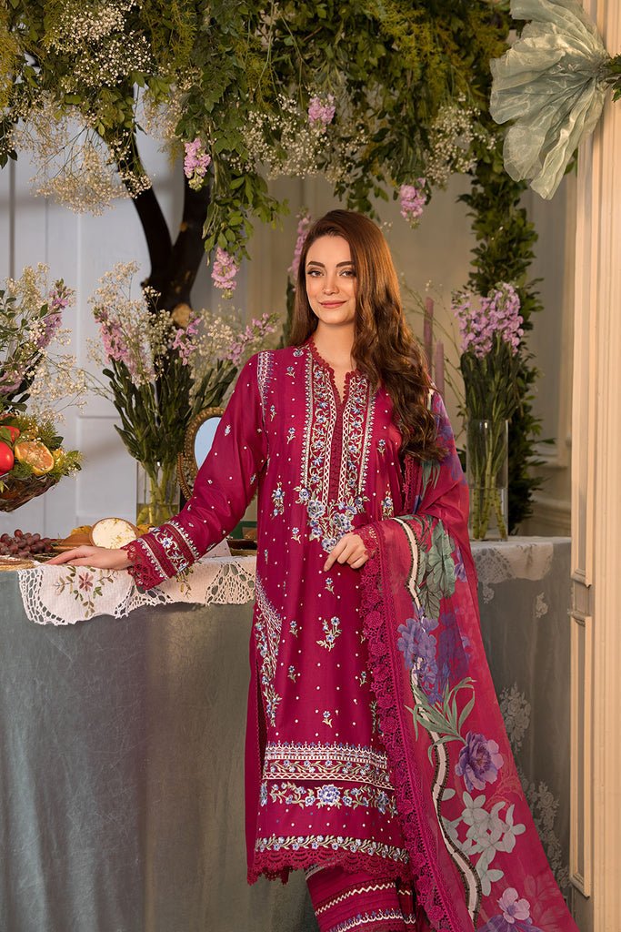 Sobia Nazir | Vital Lawn 25 | 7B-Brand:Sobia Nazir-Type:Ladies Clothes-Maroon-Lawn-House of Maryam- Buy in UK, USA
