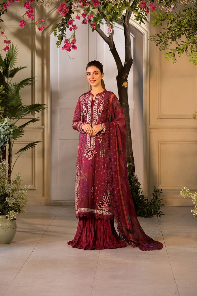 Sobia Nazir | Vital Lawn 25 | 9A-Brand:Sobia Nazir-Type:Ladies Clothes-Maroon-Lawn-House of Maryam- Buy in UK, USA