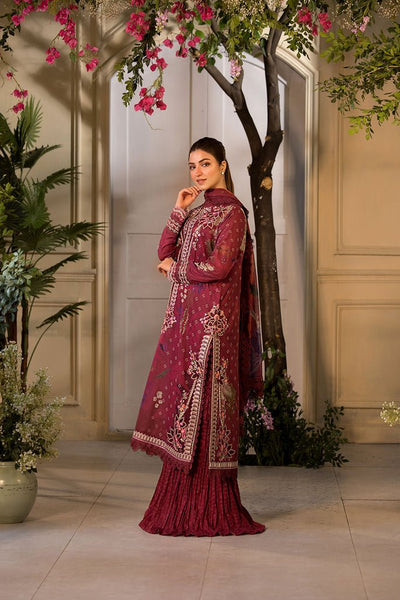 Sobia Nazir | Vital Lawn 25 | 9A-Brand:Sobia Nazir-Type:Ladies Clothes-Maroon-Lawn-House of Maryam- Buy in UK, USA