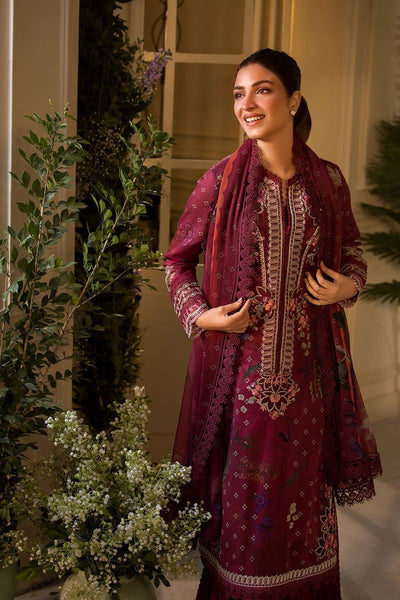 Sobia Nazir | Vital Lawn 25 | 9A-Brand:Sobia Nazir-Type:Ladies Clothes-Maroon-Lawn-House of Maryam- Buy in UK, USA