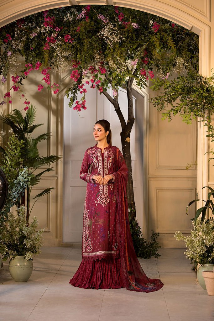 Sobia Nazir | Vital Lawn 25 | 9A-Brand:Sobia Nazir-Type:Ladies Clothes-Maroon-Lawn-House of Maryam- Buy in UK, USA
